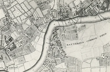 Mapa Battersea a Chelsea, 1748